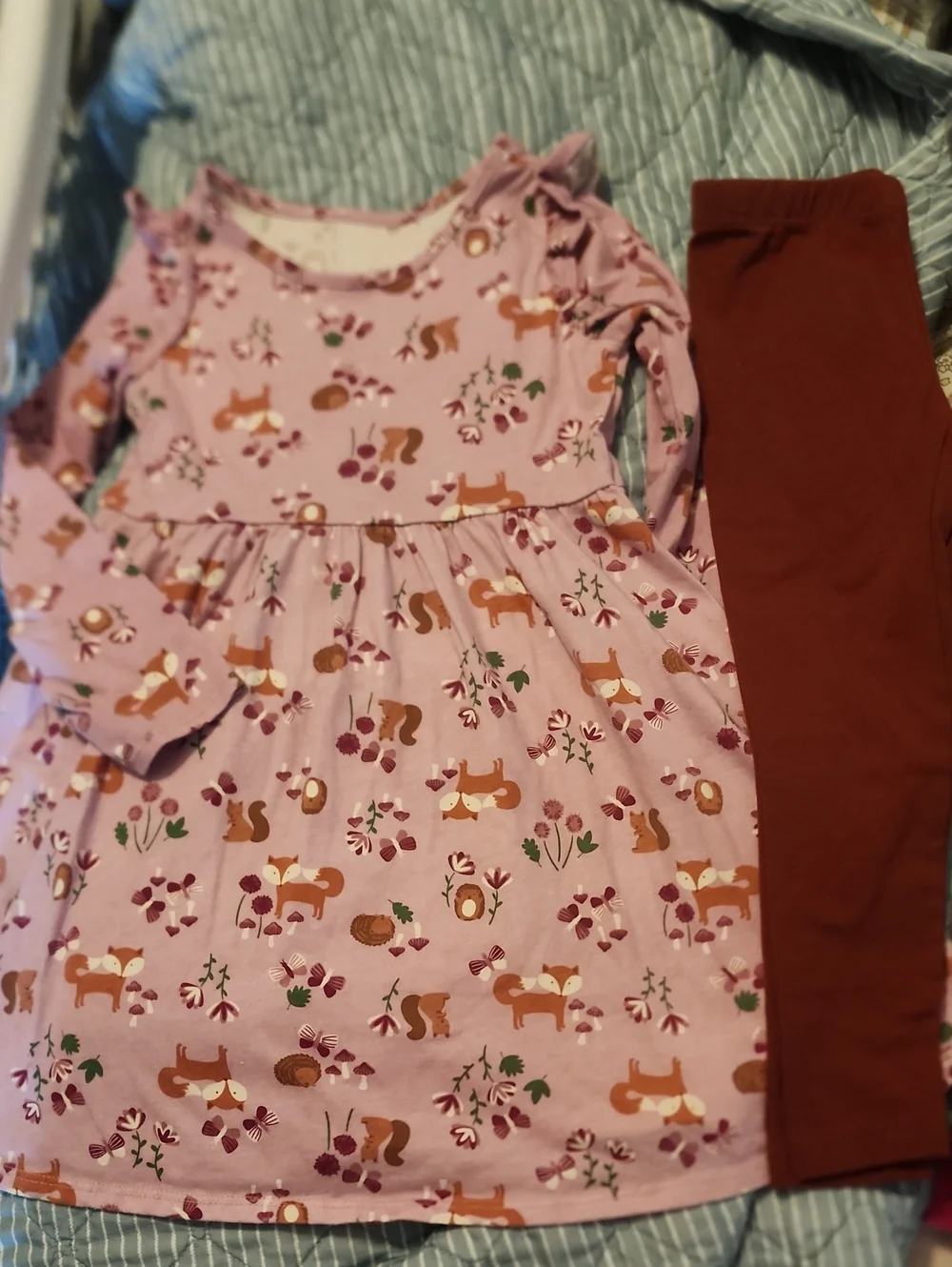 Sz 4T The Children's Place Orchid Floral Dress & Rust Leggings